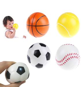 63mm Kinderen Stressballen Schuim PU Zachte Volleybal Elastische Voetbal Basketbal Honkbal Tennis Speelgoed Whole4587689