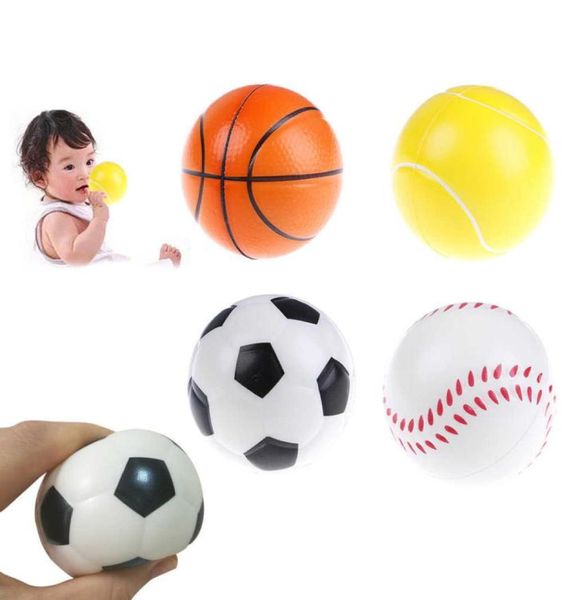 63mm enfants balles anti-Stress mousse PU doux volley-ball élastique Football basket-ball Baseball Tennis jouet Whole4587689