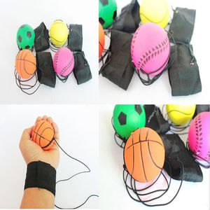 63 mm Lanzamiento de pelota hinchable Muñequera de goma Bolas que rebotan Niños Entrenamiento de reacción elástica Bolas antiestrés herramienta de enseñanza escolar dc411