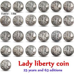 Juego completo americano de 63 Uds. De Lady Liberty, copia artesanal de color antiguo, colección de arte de monedas, 190M