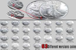 63pcs USA Walking Liberty Coins Bright Silver Copy Copin Full Set Art Collectible96724362378624