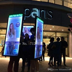 63X150CM sac à dos humain LED panneaux d'affichage de marche avec défilement LED publicité extérieure double face LED sac à dos boîte à lumière marche 300v