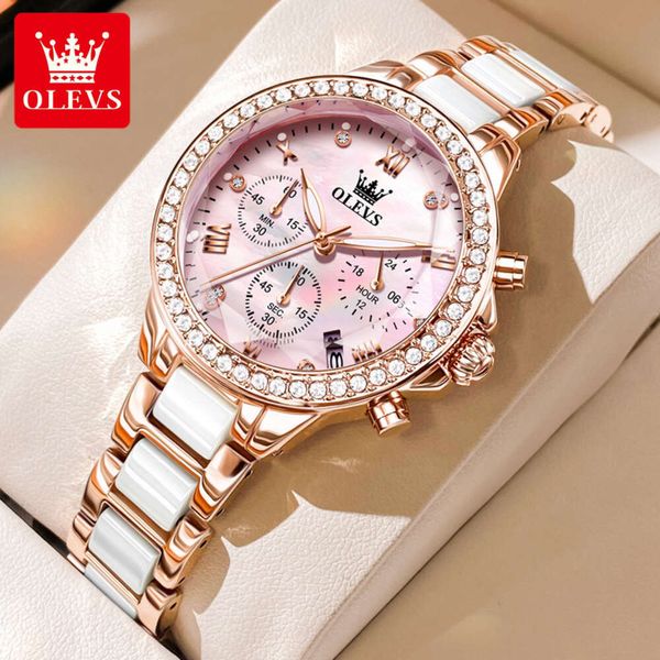 64 2024 NUEVA GRANDA DE OULLAI MULTIMA MULTIFUNCIONAL Diamante con incrustaciones de cerámica Women's Watch