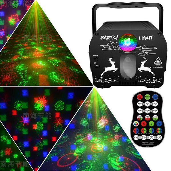 64 patrones DJ Disco Iluminación láser USB LED Sonido activado RGB Lámpara de fiesta Proyector estroboscópico Luces de escenario para Navidad Familia boda Bar