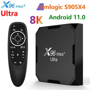 64G Android 11 X96 Max + Ultra décodeur Amlogic S905X4 2.4G/5G WiFi 8K H.265 lecteur multimédia HEVC 100M X96 X4 avec commande vocale G10S