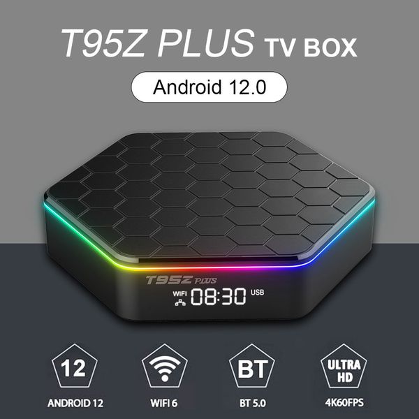 64G Android 12 TV BOX T95Z Plus RGB Light 8K Ultra HD 2.4G/5G Dual Wifi H618 Quadcore BT5.0 Decodificador 3D 16/32 ROM