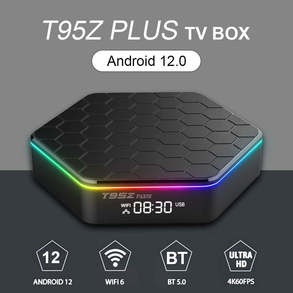 64G Android 12 TV, pudełko T95Z Plus RGB Light 8K Ultra HD 2.4G/5G Podwójne Wi-Fi H618 Quadcore BT5.0 Dekoder 3D 16/32 ROM