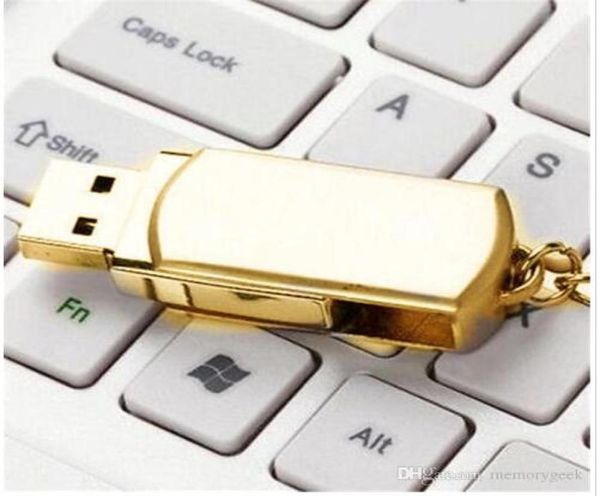 Clé USB 20 pivotante en métal doré et argenté, 64 go, 128 go, 256 go, mémoire pour Smartphones Android ISO, tablettes 4433107