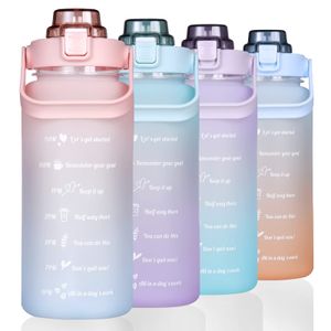 64oz waterfles met rietje Tijdmarkering Halve gallon waterkoker met handgrepen Lekvrije waterkannen om te drinken Motiverend om te drinken voor dagelijkse en buitensporten