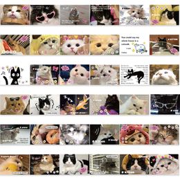 64pcs dessin animé Cat Cat Pictures autocollants Décoration pour skateboard Téléphone ordinateur portable Scrapbook