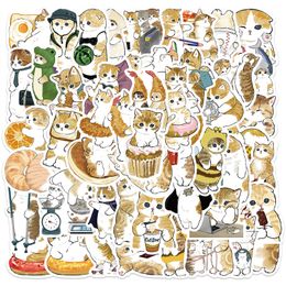 64pcs cartoon mooie gele kitty sticker schattige huisdier katten graffiti stickers voor doe -het -zelf bagage laptop skateboard motorfiets fietsstickers