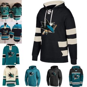 65 Erik Karlsson Heren San Jose Sharks Blank Custom Jersey Hoodie Authentieke Hoodies Jerseys Wintersweatshirts
