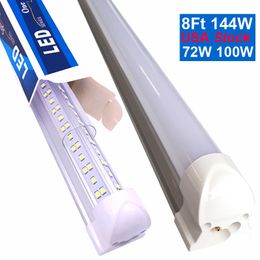 6500K 6000K V-vormige 8ft LED-buizen T8 Geïntegreerde koeler deurlicht 8voet dubbele zijden LED Winkel Warehouse Lights AC110V AC120V AC277V Werkbollampen Crestech168