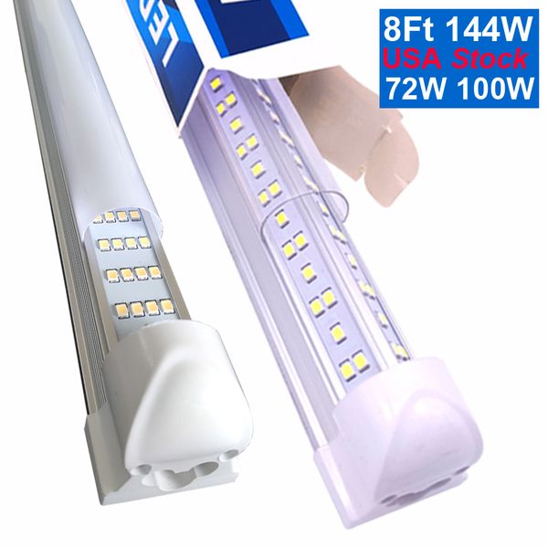 6500K 6000K Tubes LED en forme de V de 8 pieds T8 Lumière de porte de refroidisseur intégrée 8 pieds Double côtés LED Lumières d'entrepôt de magasin AC110V AC120V AC277V Lampes d'ampoule de travail oemled