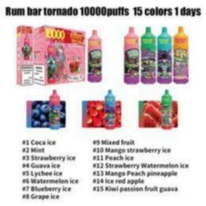 650 Mah Wegwerp Crystal Vape Rum Bar 10000 soezen 20 ml Vapes Wegwerp Bladerdeeg lectroniques Jetables Randm Tornado Rookwolken