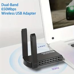 650 Mbps USB 3.0 draadloze wifi-adapter voor pc, USB wifi-dongle AC mini-netwerkadapters 802.11ac 2,4 GHz/5 GHz ingebouwde antenne voor Windows 11/10/7/8/8.1/XP, zonder stuurprogramma