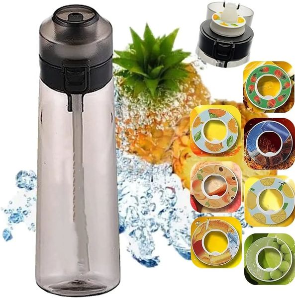 Botella de agua con sabor a aire de 650ML, taza con pajita de moda deportiva, botella de agua adecuada para deportes al aire libre, taza de agua para Fitness AU27