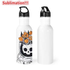 650 ml Sublimatie Blanco Sportfles 22oz roestvrijstalen waterfles enkele laag Warmtepersoverdracht Kolf