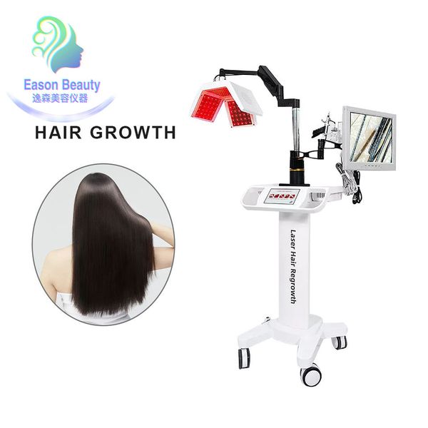 Máquina de crecimiento de cabello con láser de diodo de 650nm, analizador de detección de escala de LE-D PDT, bioestimulador, dispositivo de tratamiento para el crecimiento del cabello