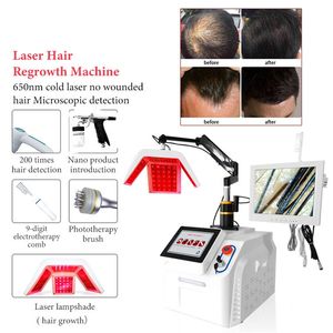 Machine professionnelle efficace de repousse des cheveux au laser à diode Traitement anti-chute de cheveux PDT Thérapie par la lumière LED 660Nm pour l'équipement de masseur de brosse de photonthérapie de tête