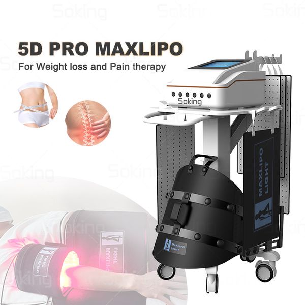 650nm Rojo Infrarrojo cercano Terapia de luz LED Terapia antienvejecimiento enmascarada facial Sistema de enfriamiento continuo y de pulso refrigerado por aire Máquina de adelgazamiento láser Maxlipo 5D