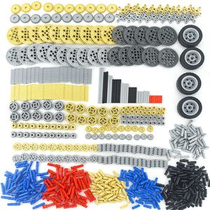 650PCS Bouwstenen Technische Onderdelen Gear Cross Assen Pin Auto Trein Wielen Truck Accessoires Set Connector MOC Onderdelen Baksteen speelgoed X0902