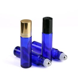 650pcs Cobalt Blue Glass Essential Huile Rouleau Bouteilles 1 3oz avec SS Glass Roller Balls Perfumes Balms à lèvres Rouleau sur les bouteilles 10 ml ISJXC