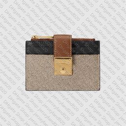 658228 Hangslotkaartkoffer Wallet Designer Dames canvas ritssluiting munt portemonnee met doos stofzak221Z