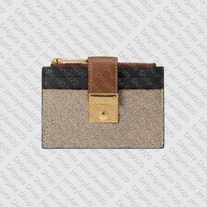 658228 Hangslotkaartkoffer Wallet Designer Dames canvas ritssluiting munt portemonnee met doos stofzak 257E