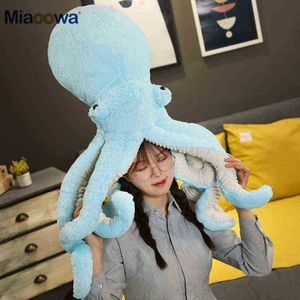 6590 cm Super belle énorme pieuvre réaliste en peluche câlin doux mignon animal poupée sommeil oreiller accessoires pour la maison cadeaux pour enfants J220729