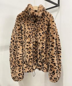 65 cm lange bruine luipaard rex bontjas uitloper kledingstuk parka jassen oversized bontjas stand kraag jasje