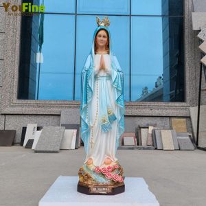 65cm Onze -Lieve -Vrouw van N.D.Lourdes Hars Statue Katholieke religieuze beelden van Mary Our Lady Lourdes Resin Sculpture for Home Decor 240517
