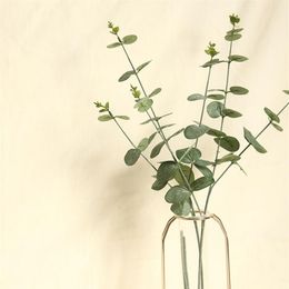 Flor de simulación de 65 cm Eucalipto plantas artificiales VERDICA Eucalipto Hojas de boda Flores Decoración del hogar Atificial285h