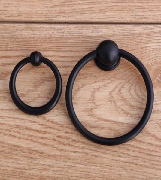 65mm Shaky Drop anneau boutons noir tiroir bouton poignées noir armoires de cuisine commode placard meubles poignées s boutons 8094683