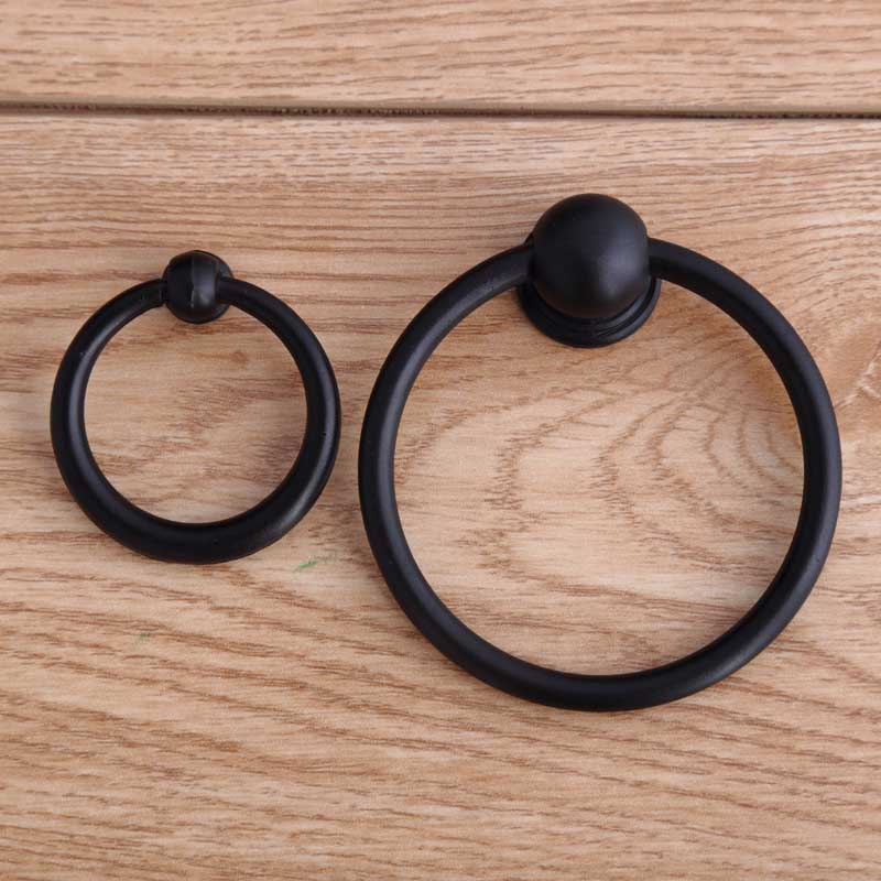 BlackDropz 65mm Ring Knobs - Furniture Handles for Kitchen Cabinets, Dressers and Cupboards.