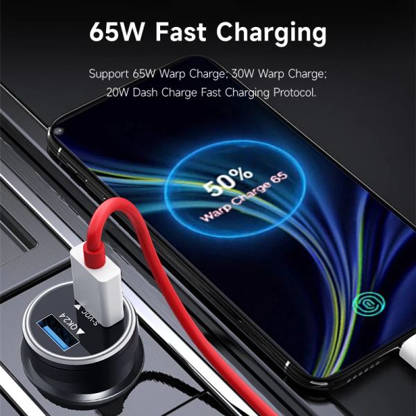 65W 30W Charger de voiture USB Charge de charge de charge rapide pour OnePlus 9R 10 Pro Nord CE 2 5G 8 7T Pro Dash Mobile Phone Samsung One Plus