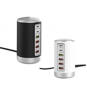 Chargeur de bureau 65W 6 ports Station de charge de concentrateur USB (4X USB + Type C + QC3.0 + PD 18W) chargeur multi-ports chargeur mural rapide