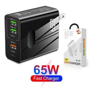 Adaptateur 65W chargeur de téléphone portable TYPE-C + 3USB nitrure de gallium 5A chargeur de voyage chargeur multi-port PD