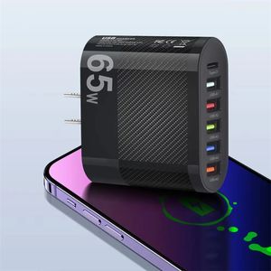 Adaptador de cargador de teléfono de carga rápida de 65W QC 3,0 3.5A, cargador USB tipo C, enchufe para Reino Unido, EE. UU., UE, para iPhone 15, Samsung, Xiaomi, Oneplus, tableta