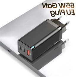 FreeShipping 65W GaN Cargador de carga rápida 40 30 Tipo C PD Cargador USB con QC 40 30 Cargador rápido portátil para iP para Xiaomi Laptop Cdcst