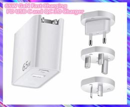 65W Gan Charge rapide PD USB et QC 30 18W Charger pour téléphone mobile Apple iPhone 13 Pro 12 11 8 7 Adaptateur d'alimentation iPad EU UK US PLU3082099