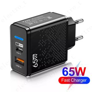 Chargeur USB C GaN 65W PD 5V 2,4 a, charge rapide, Type C pour voyage, pour Samsung Iphone Pro LG US EU, chargeur mural