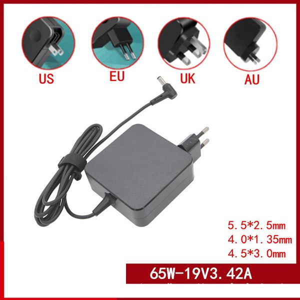Adaptador de alimentación de 65W 19V 3.42A Cargador de pared 4.0 x1.35 mm para el cargador ASUS Cargador European Notebook US EU UK Rephip 5.5 x 2.5 mm 4.5x 3.0 mm