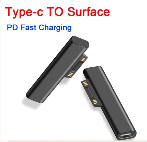 Adaptateurs 65W USB Type C PD Convertisseur de prise de charge rapide pour Microsoft Surface Pro 3 4 5 6 Go Chargeurs adaptateur femelle USB-C Livre 1 2