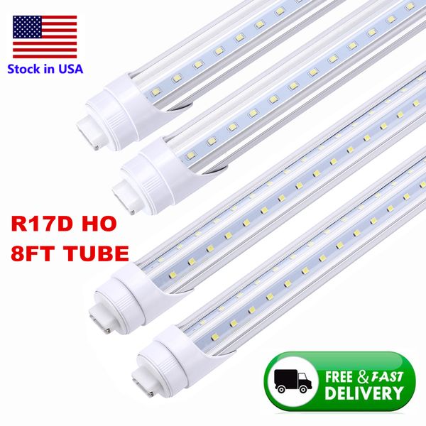 65W Tubes LED en forme de V 8ft 6000K R17D HO Base LED T8 Tube 45W Ballast Bypass 8 pieds LED Tubes Fluorescents Ampoule