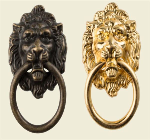 66 * 40 mm poignées de meubles bête pour la tête de lion poignée en alliage antique armoire de garde-robe porte rétro décoration 1pcs avec vis5277016