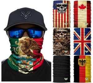 66 Styles Mexique National Flag Skull Skull 3D Magic Headscarf Riding Collarar Collier Sunsn Fishing Camouflage Face Mask ZZA8918970909