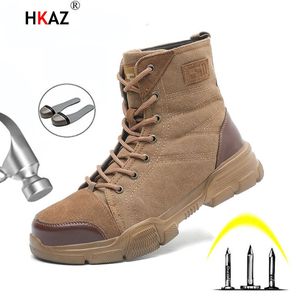 662 Hkaz Combat Men Boot Women Boots Boots Anti-Smashing Steel Toe Cap Randonnée Indestructible Safety Work Work Chaussures F611 231018 209 S