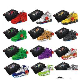 666pcs blokken mini-bouwsteen basketbalschoenen a j model speelgoed sneakers build-baksten set diy assemblage voor kinderen cadeaus zm1014 drop d dh9hd ssembly h9hd h9hd