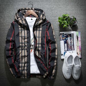 6681 en herfstjas Koreaanse versie Trendy slim-fit hoodie Veelzijdige geruite lentejas voor heren